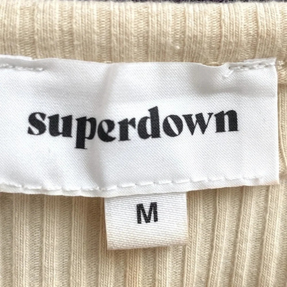 Superdown Nude Color Long Sleeve Rib Knit Draped Dana Wrap Mini Dress Size M - Picture 7 of 8